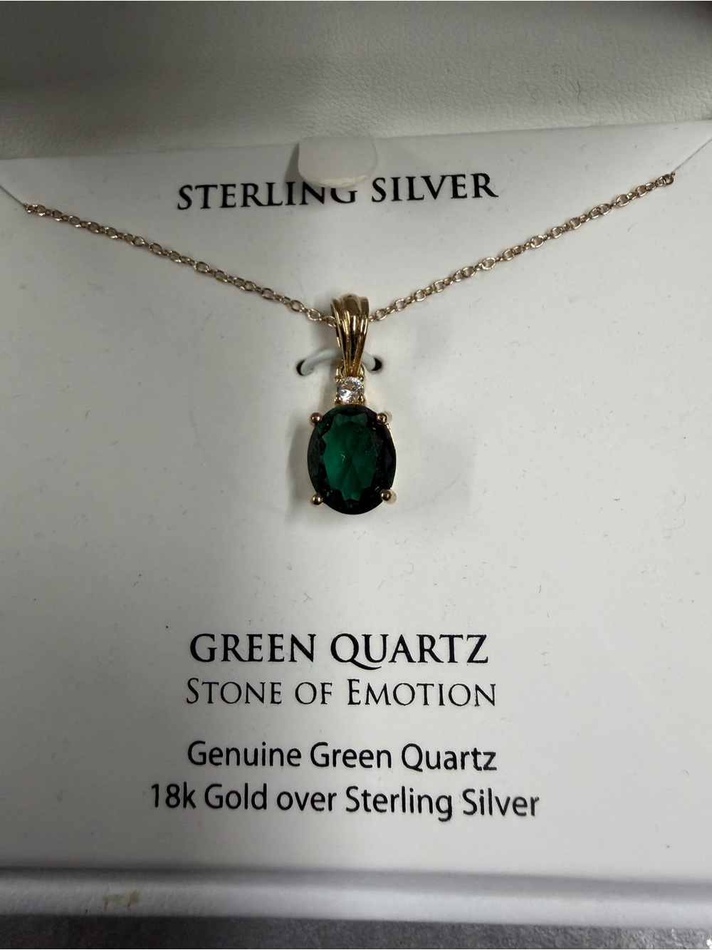Macy's Green Quartz Pendant Necklace in 18k Gold over Sterling Silver